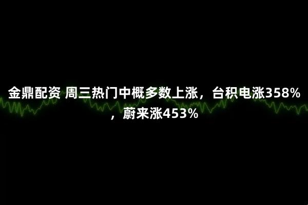 金鼎配资 周三热门中概多数上涨，台积电涨358%，蔚来涨453%