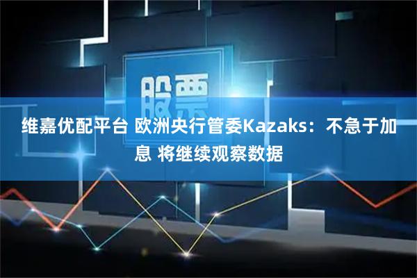 维嘉优配平台 欧洲央行管委Kazaks：不急于加息 将继续观察数据